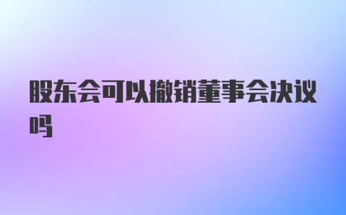 股东会可以撤销董事会决议吗