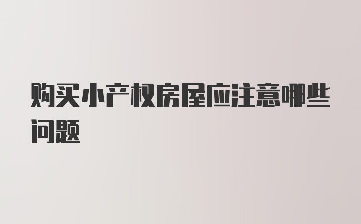 购买小产权房屋应注意哪些问题