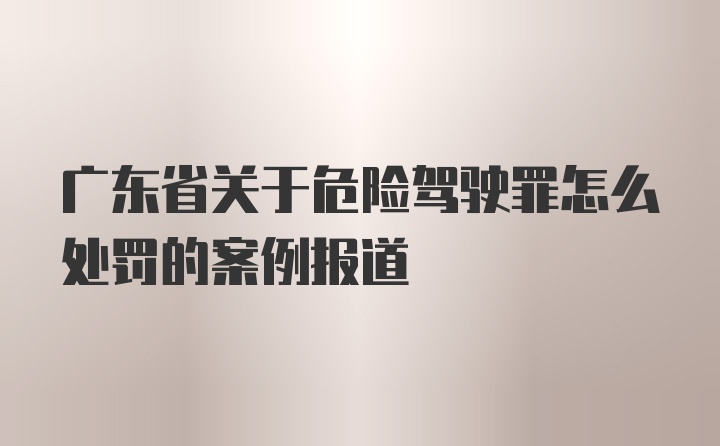 广东省关于危险驾驶罪怎么处罚的案例报道