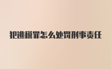 犯逃税罪怎么处罚刑事责任