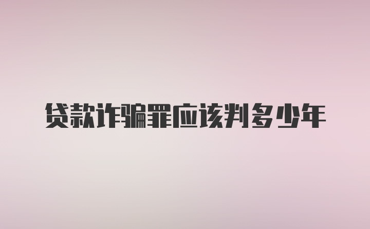 贷款诈骗罪应该判多少年