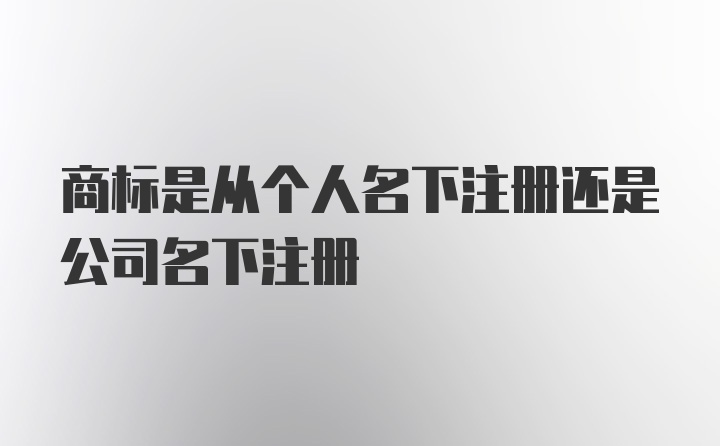 商标是从个人名下注册还是公司名下注册