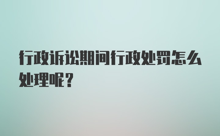 行政诉讼期间行政处罚怎么处理呢？