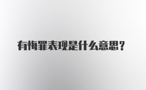 有悔罪表现是什么意思？