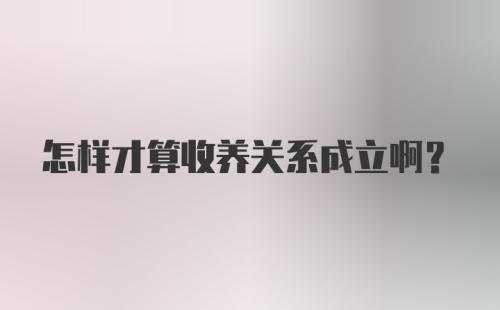 怎样才算收养关系成立啊？