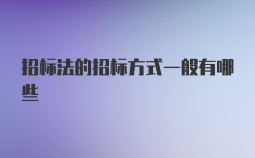 招标法的招标方式一般有哪些