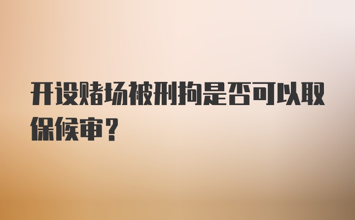 开设赌场被刑拘是否可以取保候审?