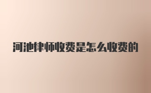 河池律师收费是怎么收费的