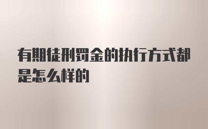 有期徒刑罚金的执行方式都是怎么样的