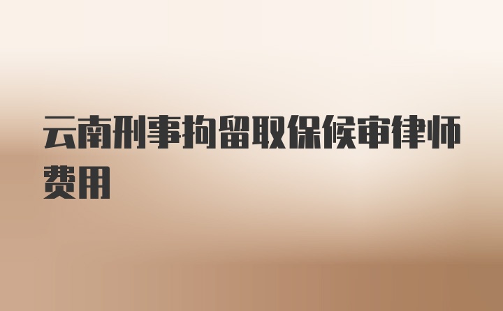 云南刑事拘留取保候审律师费用