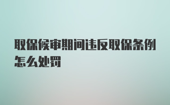 取保候审期间违反取保条例怎么处罚