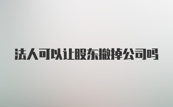 法人可以让股东撤掉公司吗