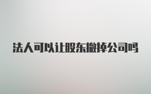 法人可以让股东撤掉公司吗