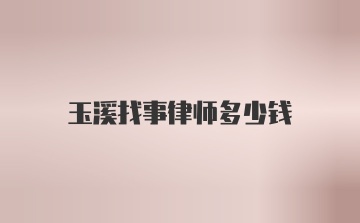 玉溪找事律师多少钱