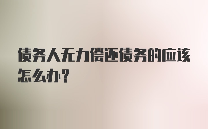 债务人无力偿还债务的应该怎么办?