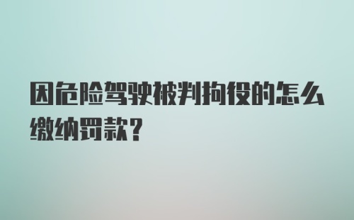 因危险驾驶被判拘役的怎么缴纳罚款？