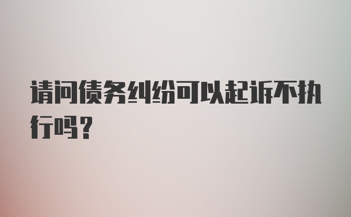 请问债务纠纷可以起诉不执行吗？