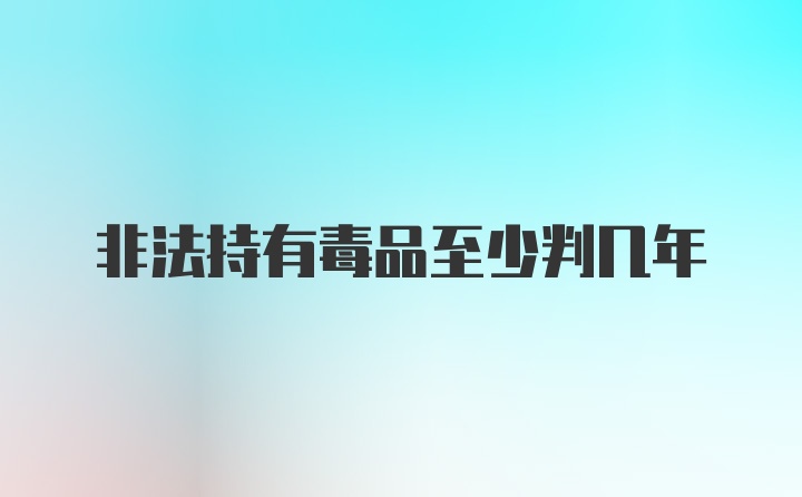 非法持有毒品至少判几年