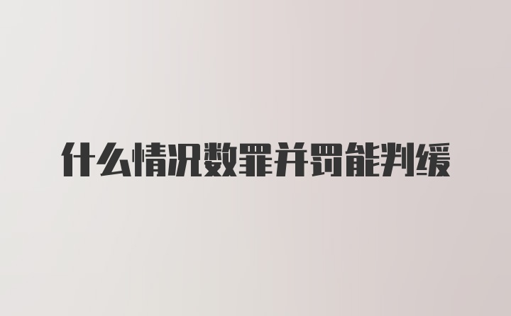 什么情况数罪并罚能判缓