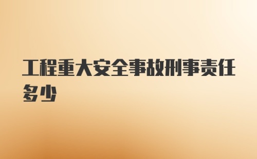 工程重大安全事故刑事责任多少