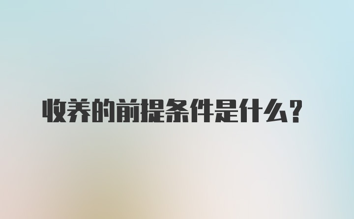 收养的前提条件是什么?