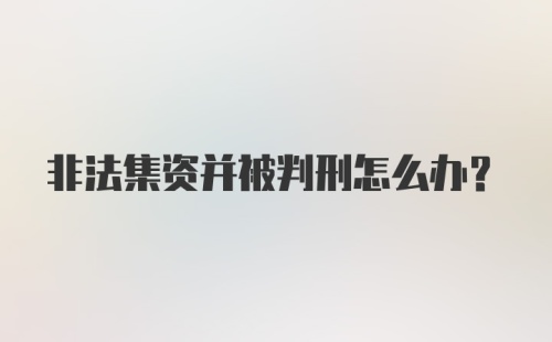 非法集资并被判刑怎么办？