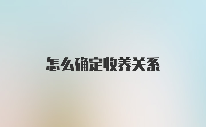 怎么确定收养关系