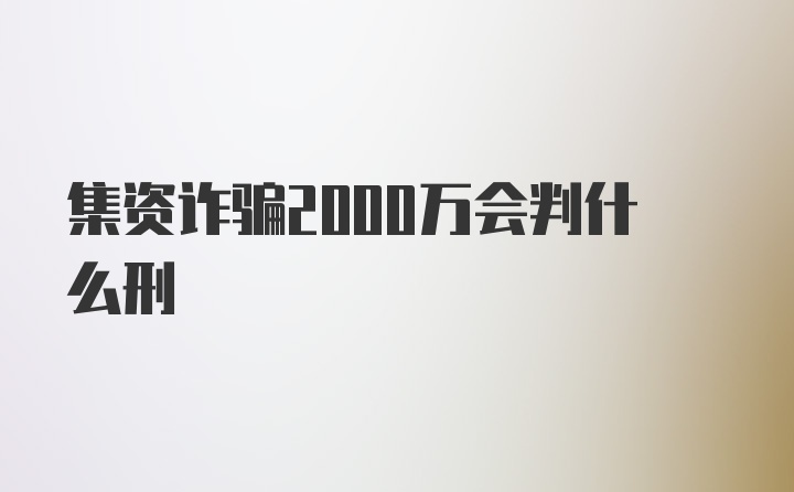 集资诈骗2000万会判什么刑