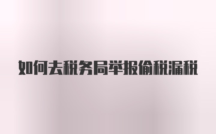 如何去税务局举报偷税漏税