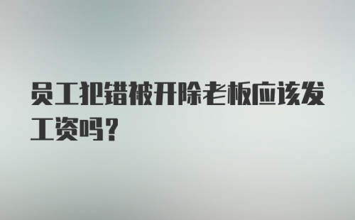 员工犯错被开除老板应该发工资吗？