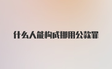 什么人能构成挪用公款罪