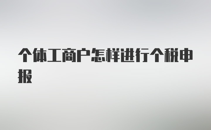 个体工商户怎样进行个税申报