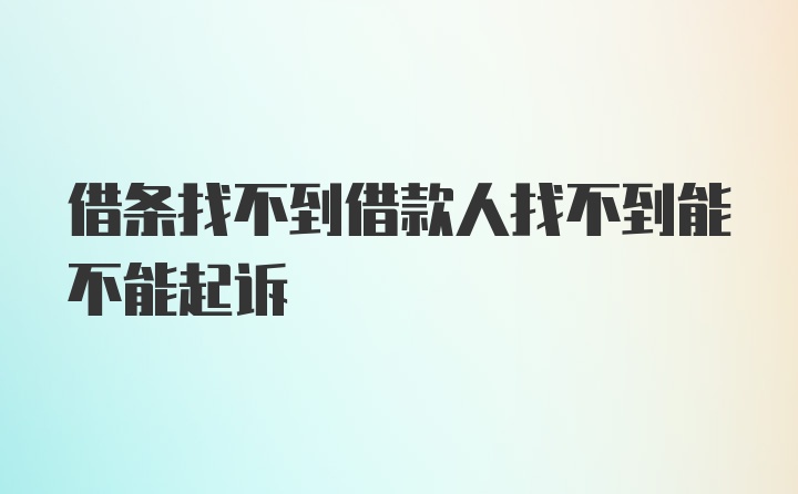 借条找不到借款人找不到能不能起诉