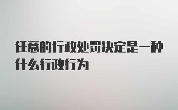 任意的行政处罚决定是一种什么行政行为