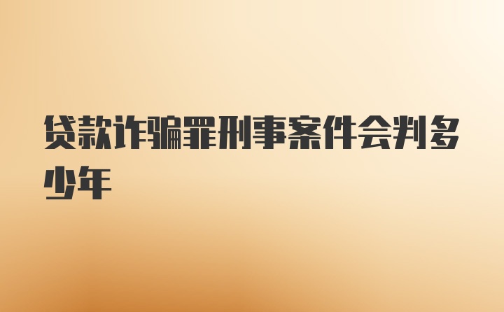 贷款诈骗罪刑事案件会判多少年