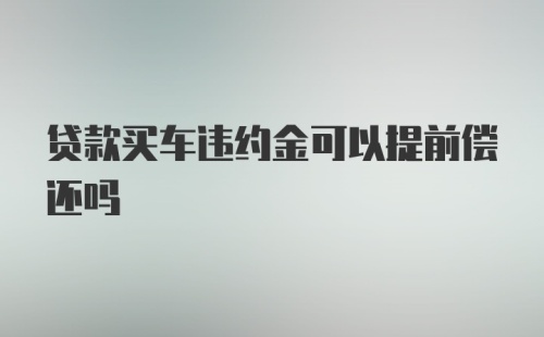 贷款买车违约金可以提前偿还吗