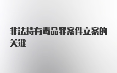 非法持有毒品罪案件立案的关键