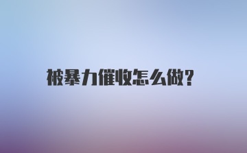 被暴力催收怎么做？