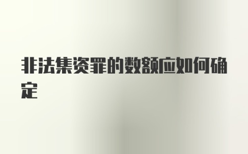 非法集资罪的数额应如何确定