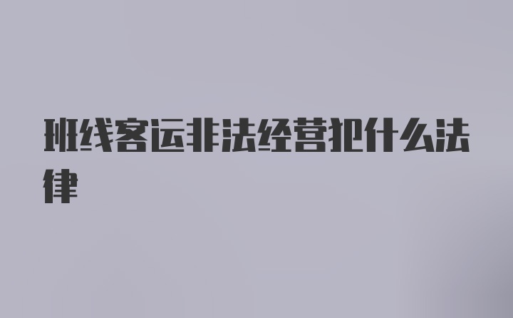 班线客运非法经营犯什么法律