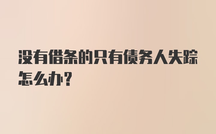 没有借条的只有债务人失踪怎么办？