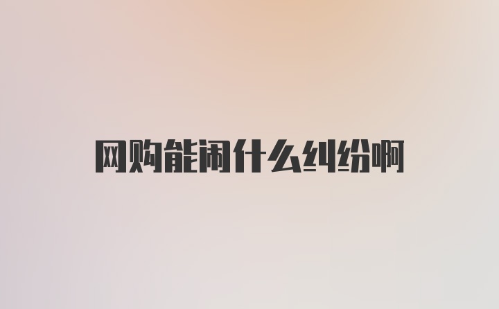 网购能闹什么纠纷啊