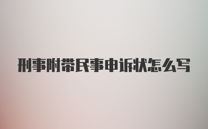 刑事附带民事申诉状怎么写