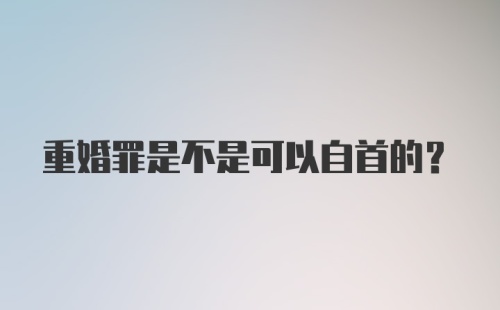 重婚罪是不是可以自首的?