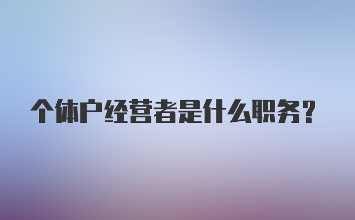 个体户经营者是什么职务？