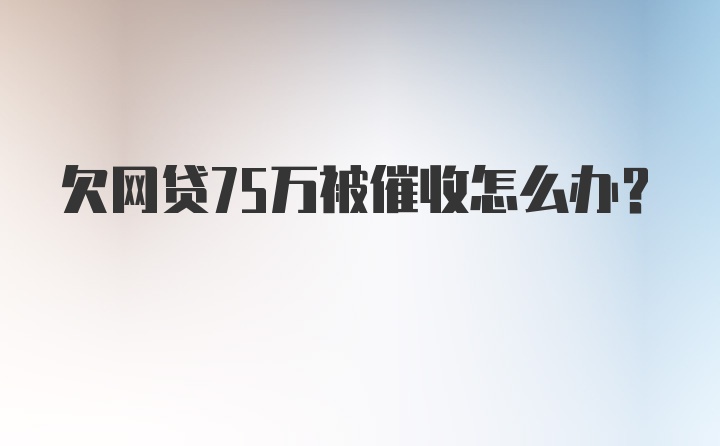 欠网贷75万被催收怎么办？