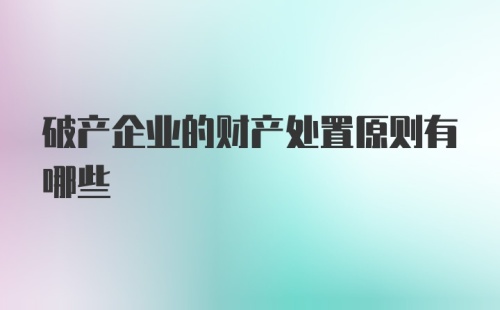 破产企业的财产处置原则有哪些