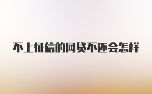 不上征信的网贷不还会怎样