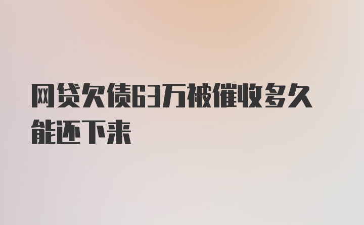 网贷欠债63万被催收多久能还下来