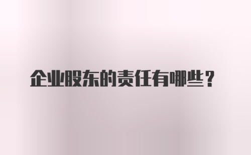 企业股东的责任有哪些？